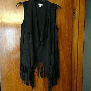 Decree black fringed vest